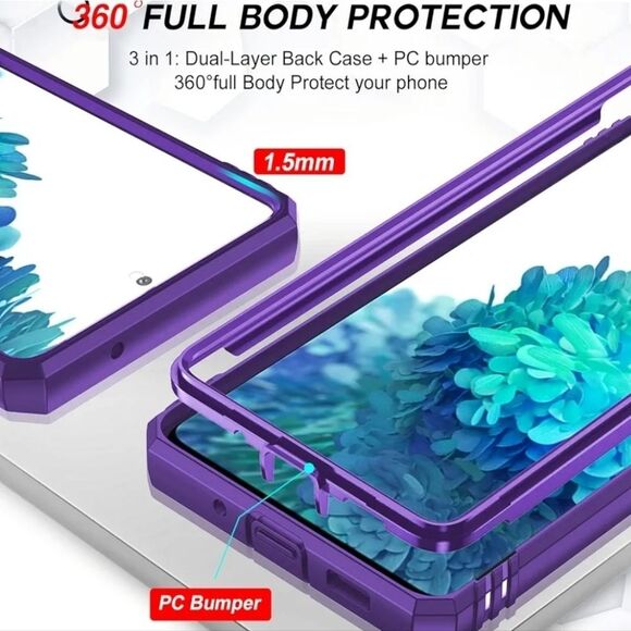 🔸️NIB Purple Galaxy S20 FE 5G Screen Protector & Phone Case Set - Picture 5 of 9